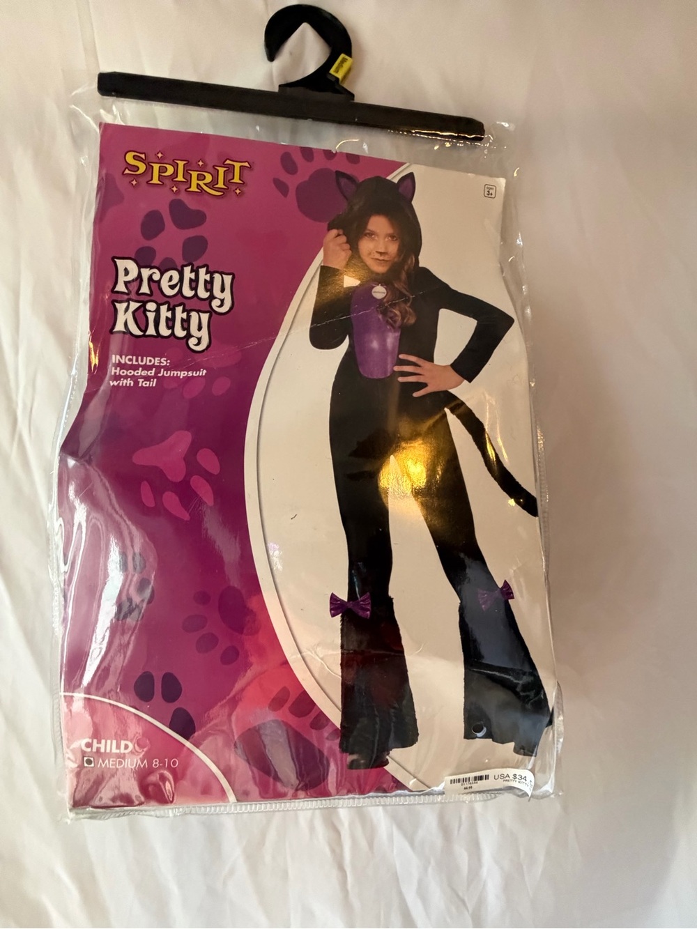Spirit Pretty Kitty Costume - Black and Purple Hooded Jumpsuit